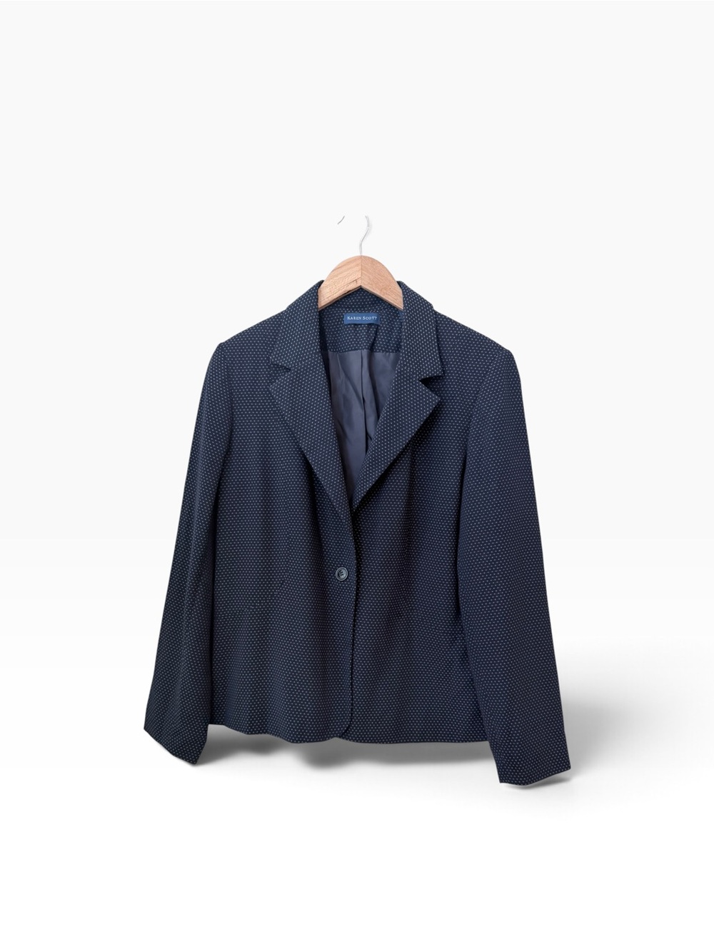 Karen Scott Navy Dot-Textured Blazer in Navy Blue